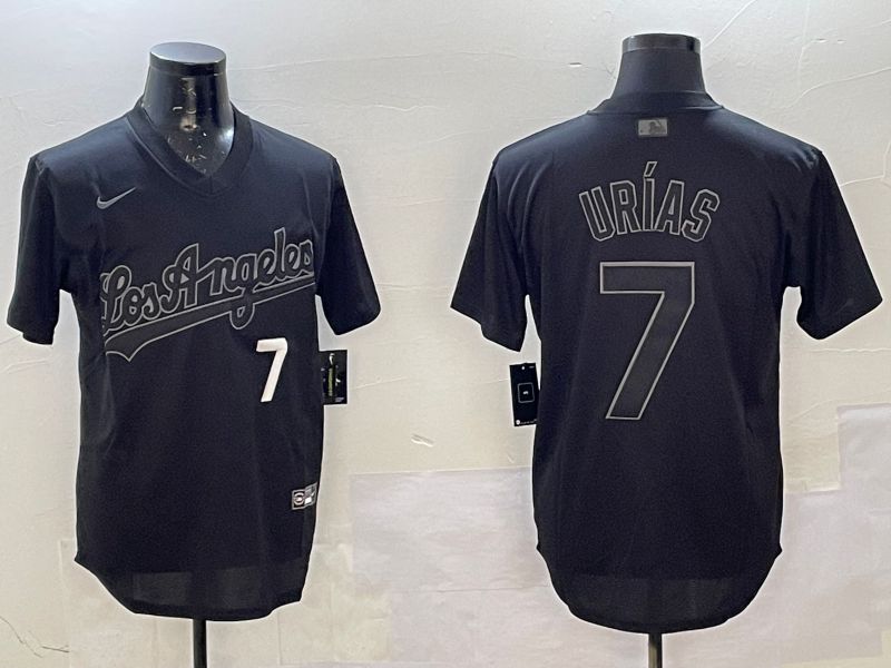 Men Los Angeles Dodgers #7 Urias Black Throwback Game 2025 Nike MLB Jersey style 02255